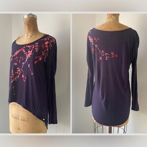 Super soft Guess long sleeve tee modal cherry blossoms boho yoga high low XS